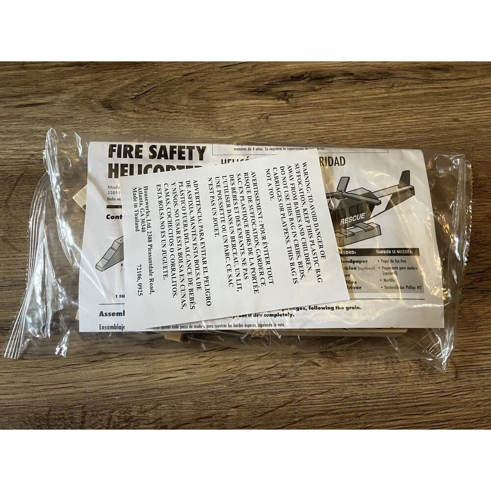 Kids Home Depot Complete Wooden Fire Safety Helicopter Workshop Kit Sealed